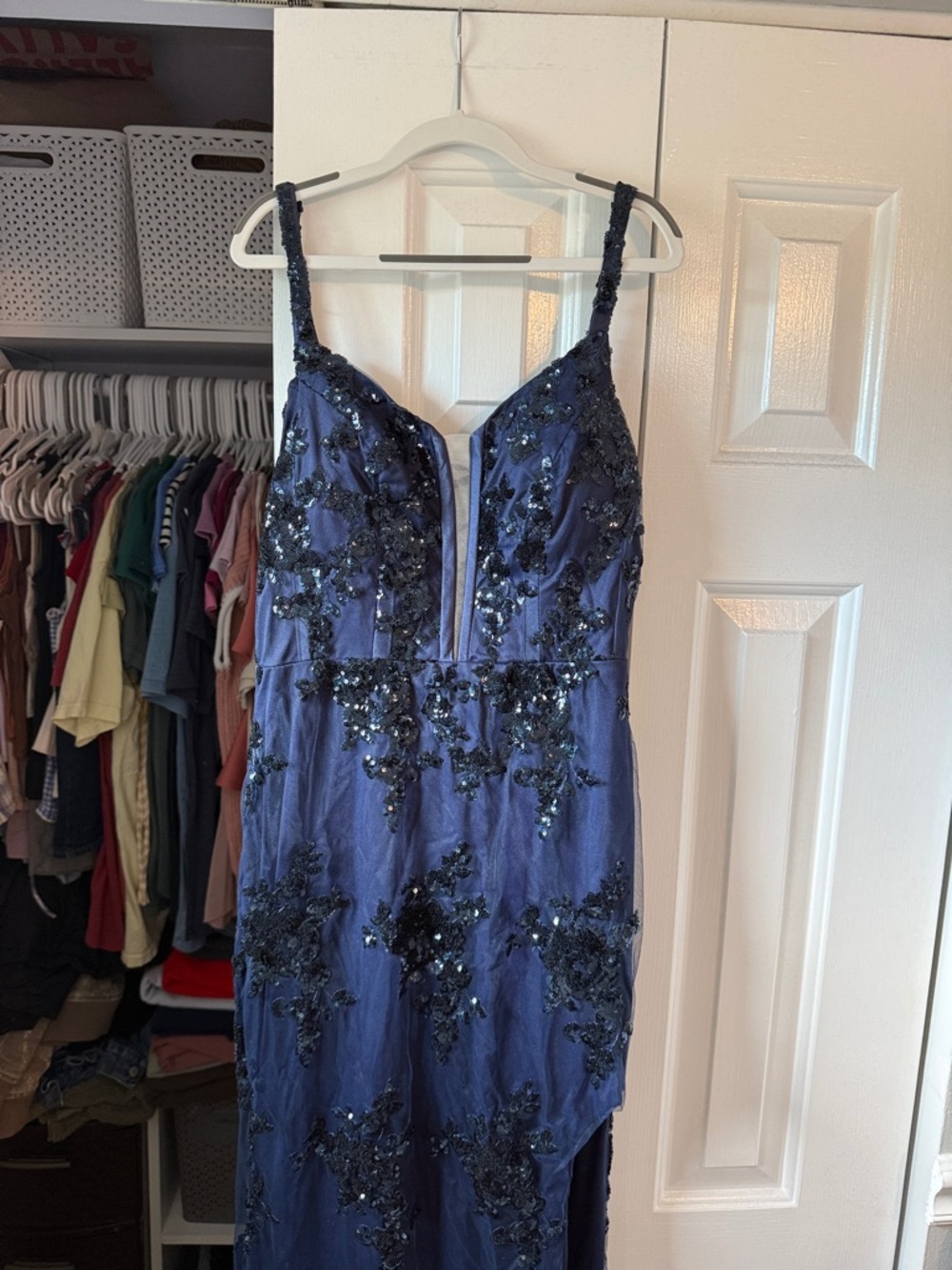 Navy Sequin prom dress